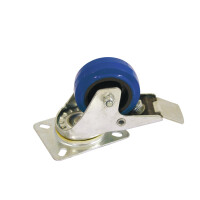 Roadinger swivel castor 80mm blue with brake