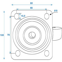 Roadinger swivel castor 100mm blue bearing protected