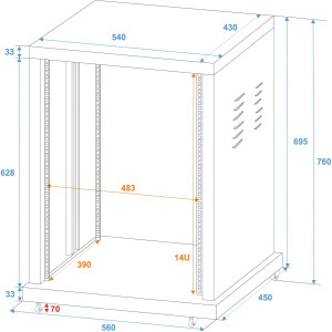 Roadinger Stahl-Rack SR-19, 14HE