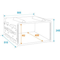 Roadinger Kunststoff-Rack KR-19, 4HE, DD, schwarz