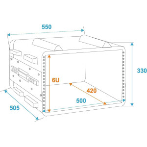 Roadinger Kunststoff-Rack KR-19, 6HE, DD, schwarz