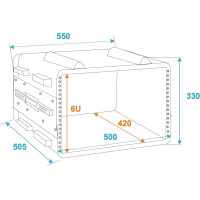 Roadinger Kunststoff-Rack KR-19, 6HE, DD, schwarz