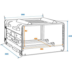 Roadinger Kunststoff-Rack 19, 7HE, DD/Trolley, sw