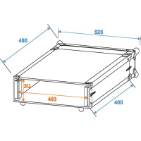 Roadinger effects rack CO DD, 2U, 40cm deep, black