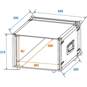 Roadinger effects rack CO DD, 6U, 24cm deep, black