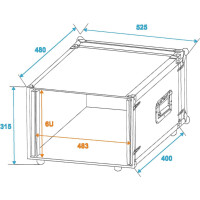 Roadinger effects rack CO DD, 6U, 38cm deep, black