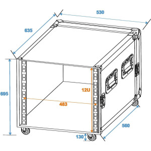 Roadinger Rack Profi KM 12HE 55cm mit Rollen