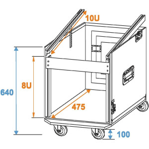 Roadinger special combination case professional, 8U with wheels