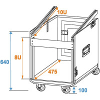 Roadinger special combination case professional, 8U with wheels