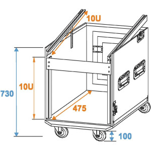 Roadinger special combination case professional, 10U with wheels