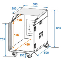 Roadinger Spezial-Kombi-Case LS5 Laptop-Rack, 12HE