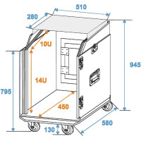 Roadinger Spezial-Kombi-Case LS5 Laptop-Rack, 14HE