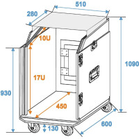 Roadinger special combination case LS5 laptop rack, 17U