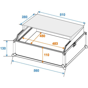 Roadinger Mixer-Case Profi LS-19 laptop tray black