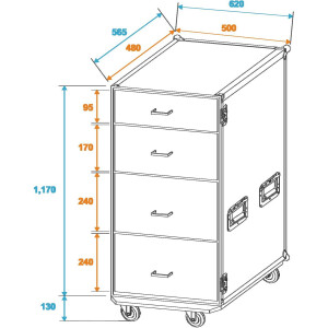 Roadinger universal drawer case FD-1 with wheels