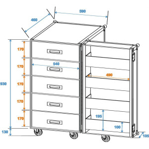 Roadinger universal drawer case TSF-1 with wheels