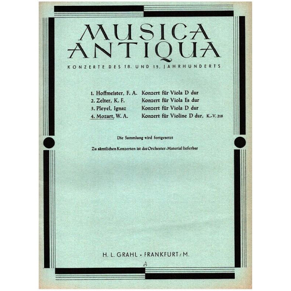 Konzert D-Dur KV218 für Violine und