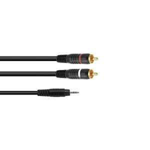 Omnitronic Adapterkabel 3,5 Klinke/2xCinch 0,5m sw