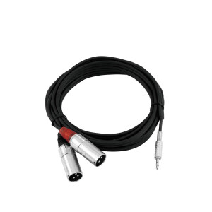 Omnitronic Adapterkabel 3,5 Klinke/2xXLR(M) 1,5m sw