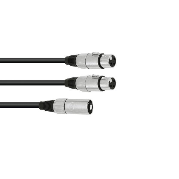 Omnitronic Adapterkabel XLR(M)/2xXLR(F) 3m sw