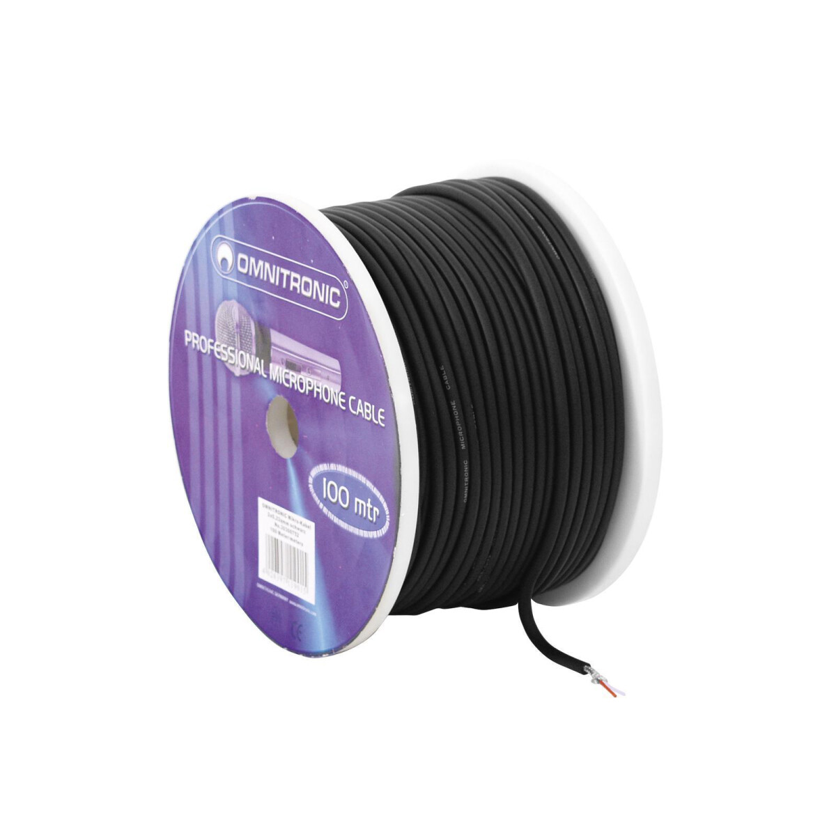 Omnitronic Mikrofonkabel 2x0,22 100m sw box