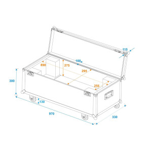 Roadinger Flightcase 1x LED SL-350 MZF DMX Search Light mit Rollen