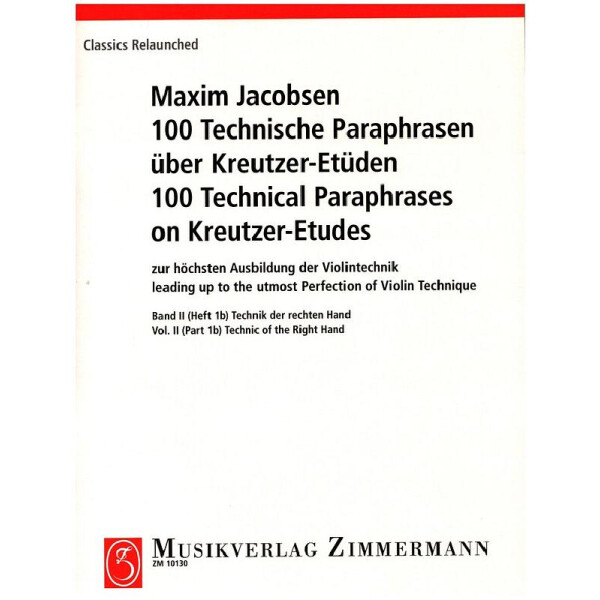 100 Technische Paraphrasen über Kreutzer-Etüden Band 2 Heft 1b
