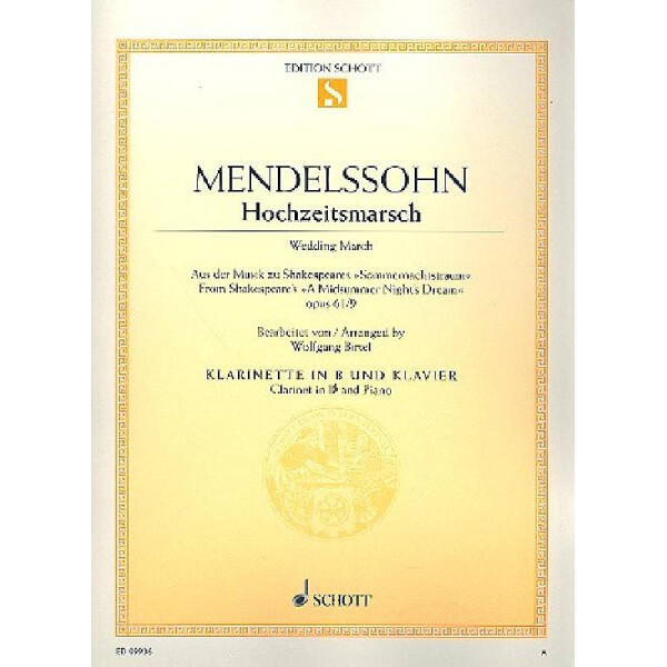 Hochzeitsmarsch op.61,9 für Klarinette