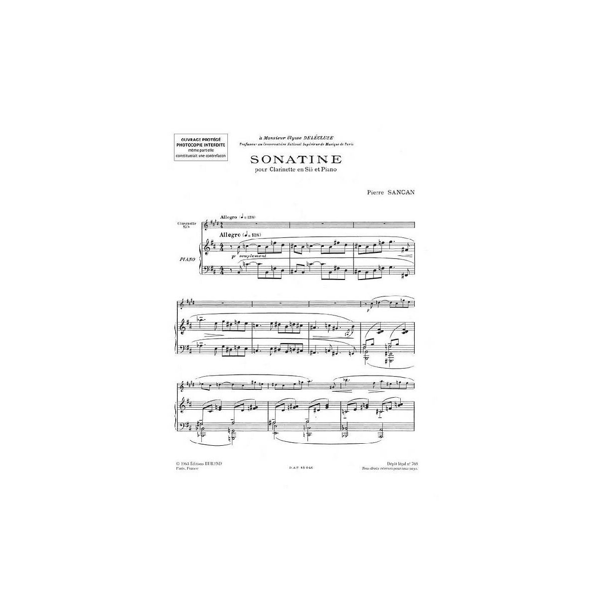 Sonatine pour clarinette en sib