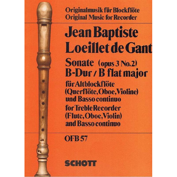 Sonate B-Dur op.3,2 für Altblockflöte und Klavier