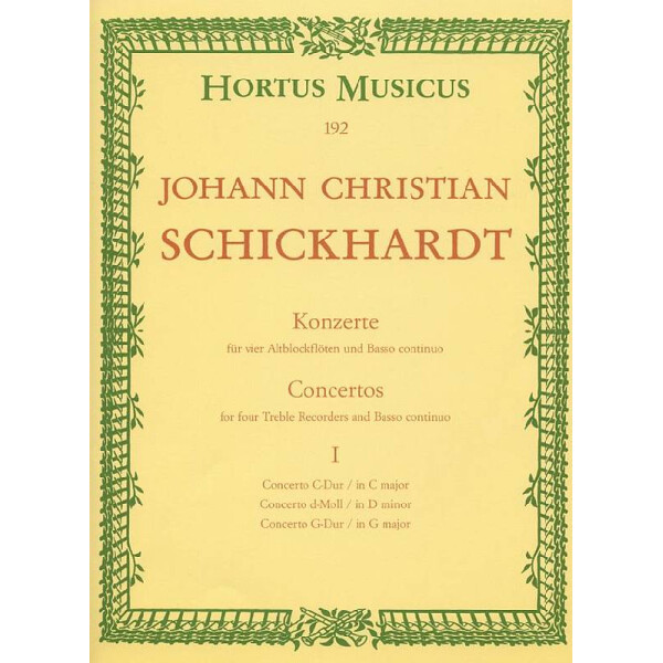 Konzerte Band 1 für 4 Altblockflöten und bc