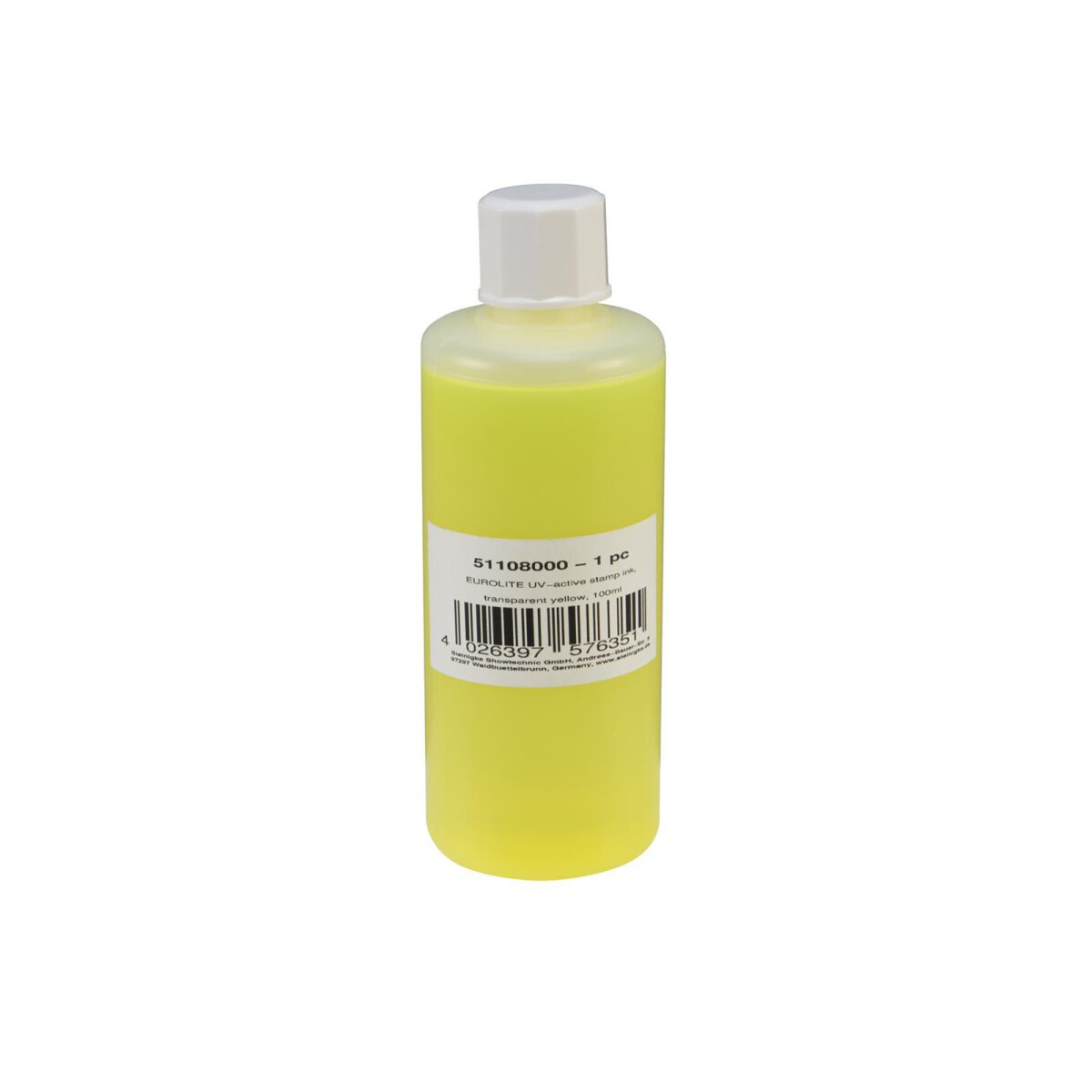 Eurolite UV-aktive Stempelfarbe, transparent gelb, 100ml