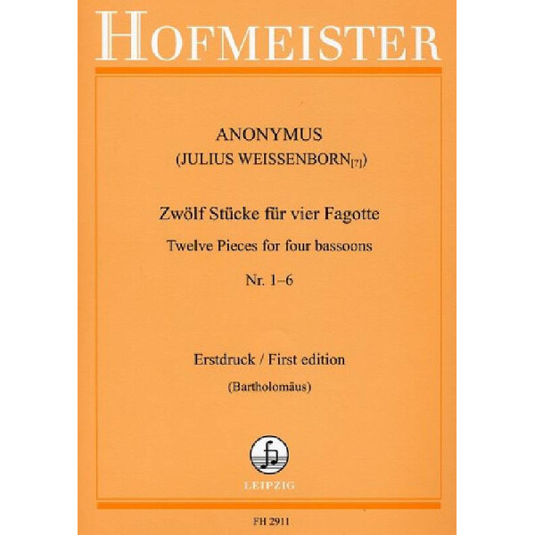 12 Stücke Band 1 (Nr.1-6 ) für 4 Fagotte