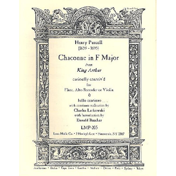 Chaconne F-Dur für Flöte (Altblockflöte/Violine)