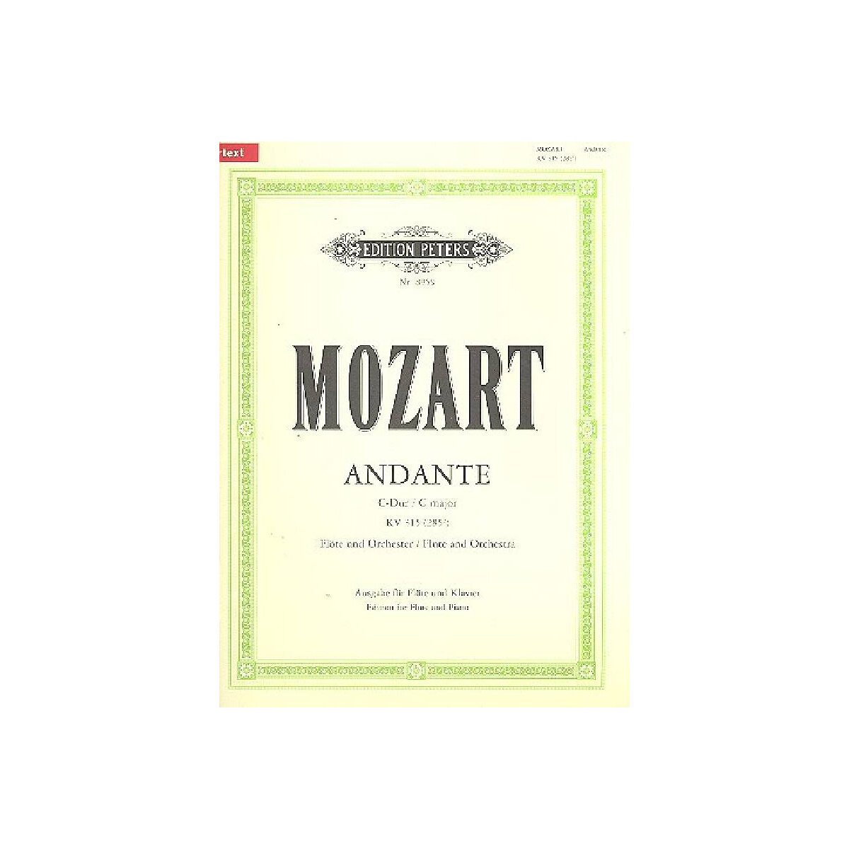 Andante C-Dur KV315 für Flöte und Orchester