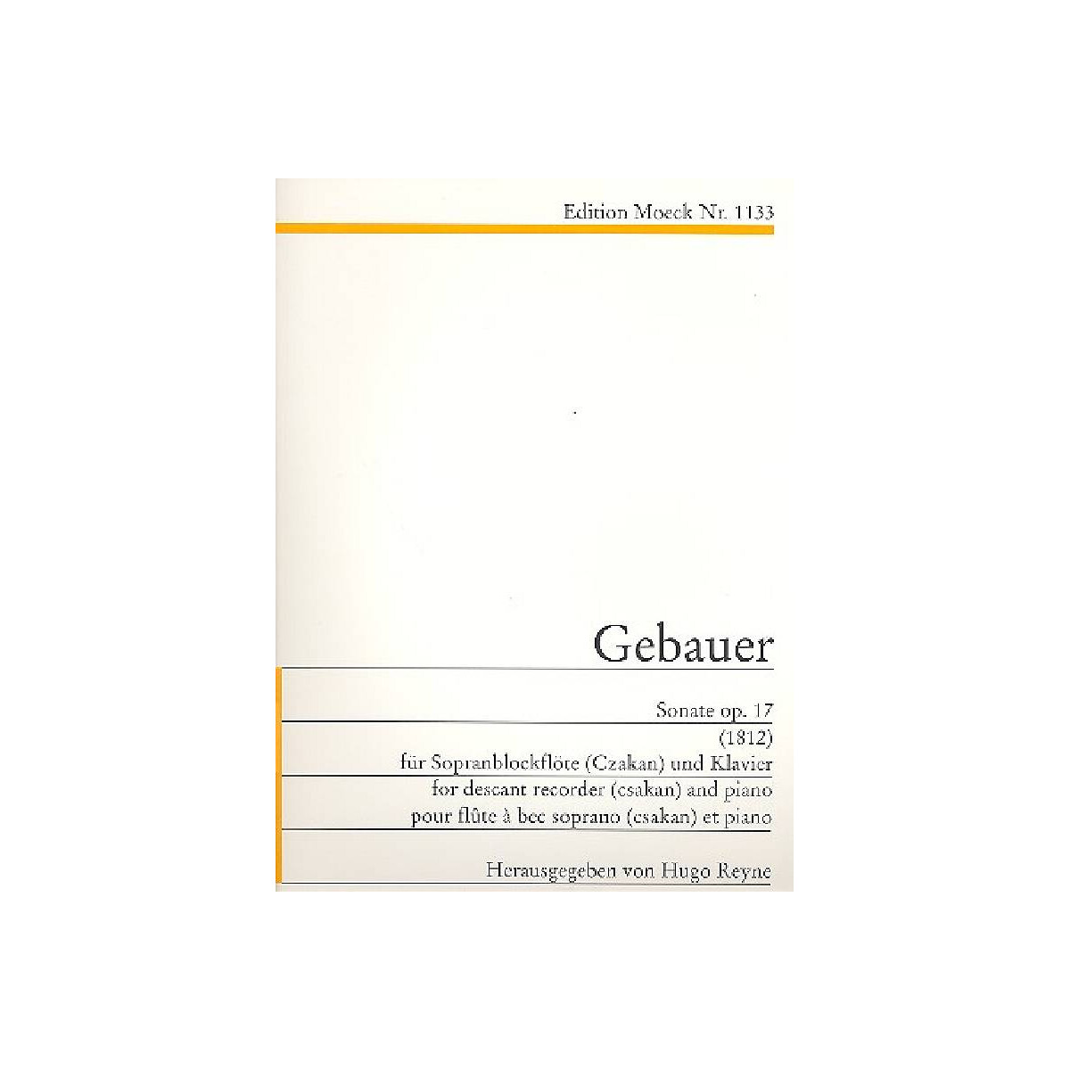 Sonate op.17 für Sopranblockflöte