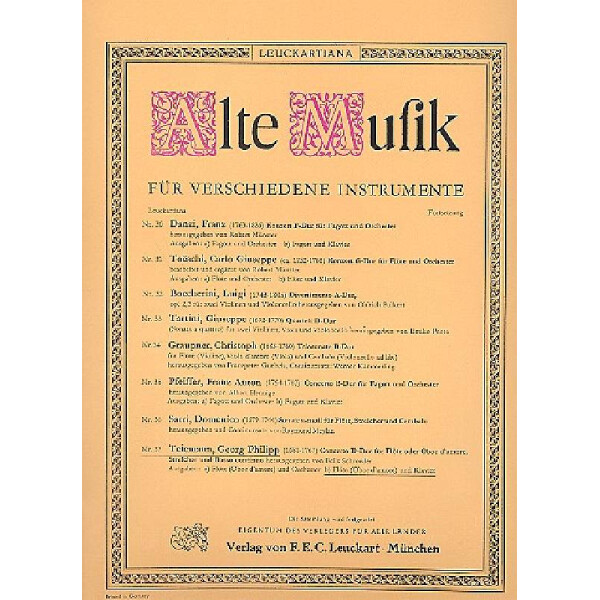 Konzert D-Dur für Flöte, Streicher und Bc