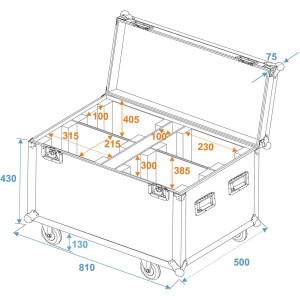 Roadinger flight case 4x PLB-130/DMH-80/TMH XB-130