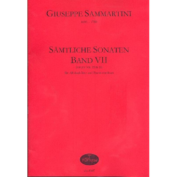 Sämtliche Sonaten Band 7 für Altblocklöte
