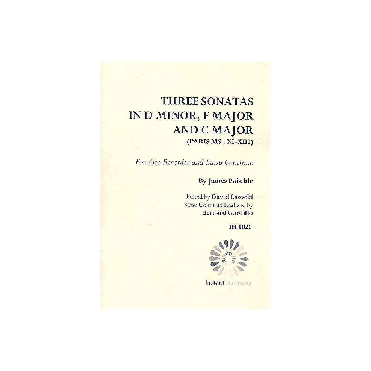 3 Sonatas for alto recorder and Bc box