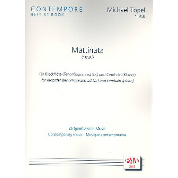 Mattinata für Tenorblockflöte (Sopran)