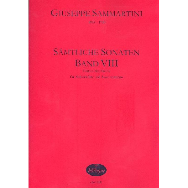 Sämtliche Sonaten Band 8 für Altblocklöte