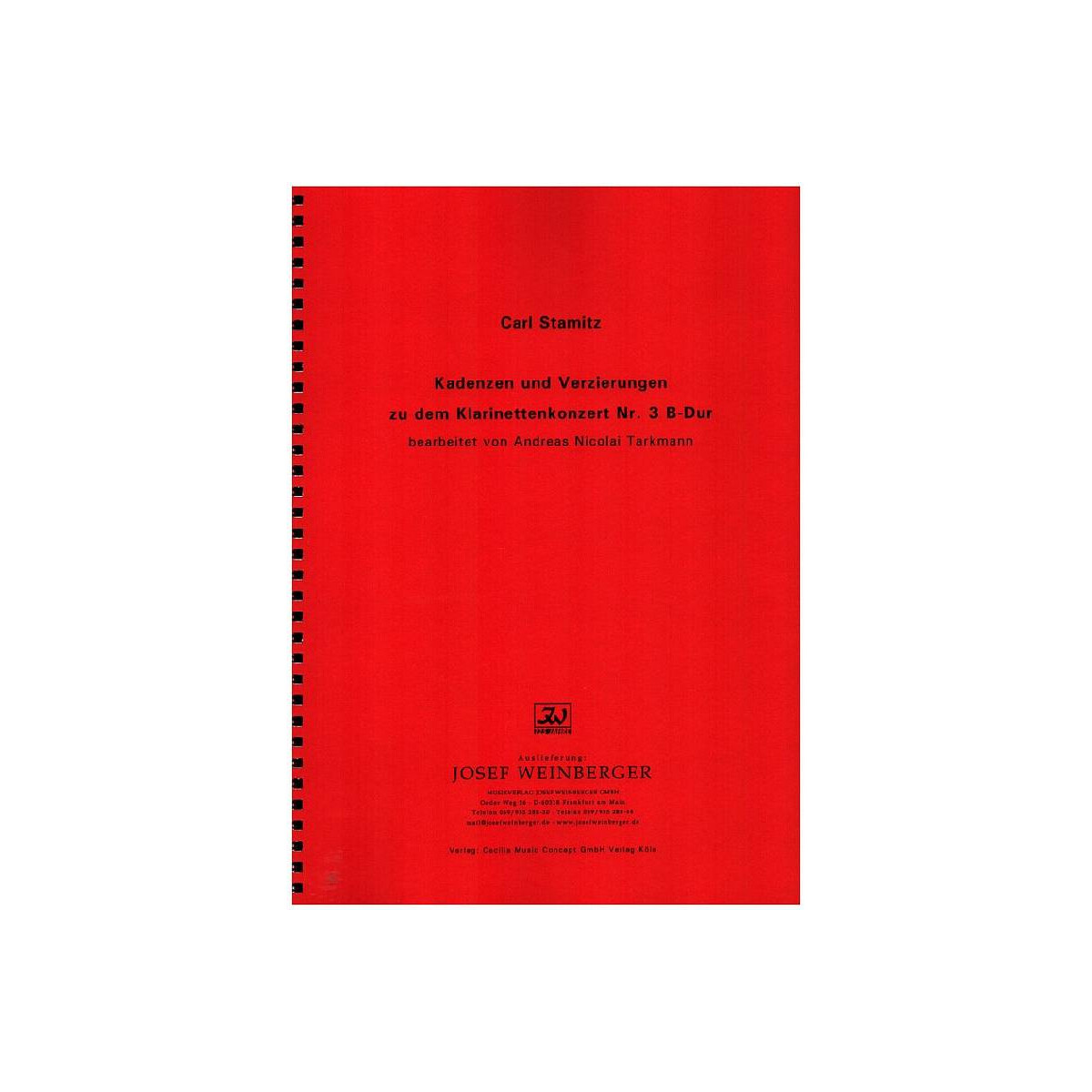 Kadenzen und Verzierungen zu dem Klarinettenkonzert B-Dur Nr
