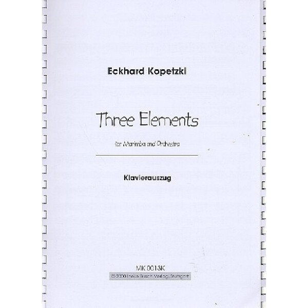 3 Elements für Marimbaphon und Orchester