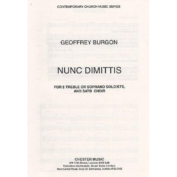 Nunc Dimittis for 2 treble (soprano)