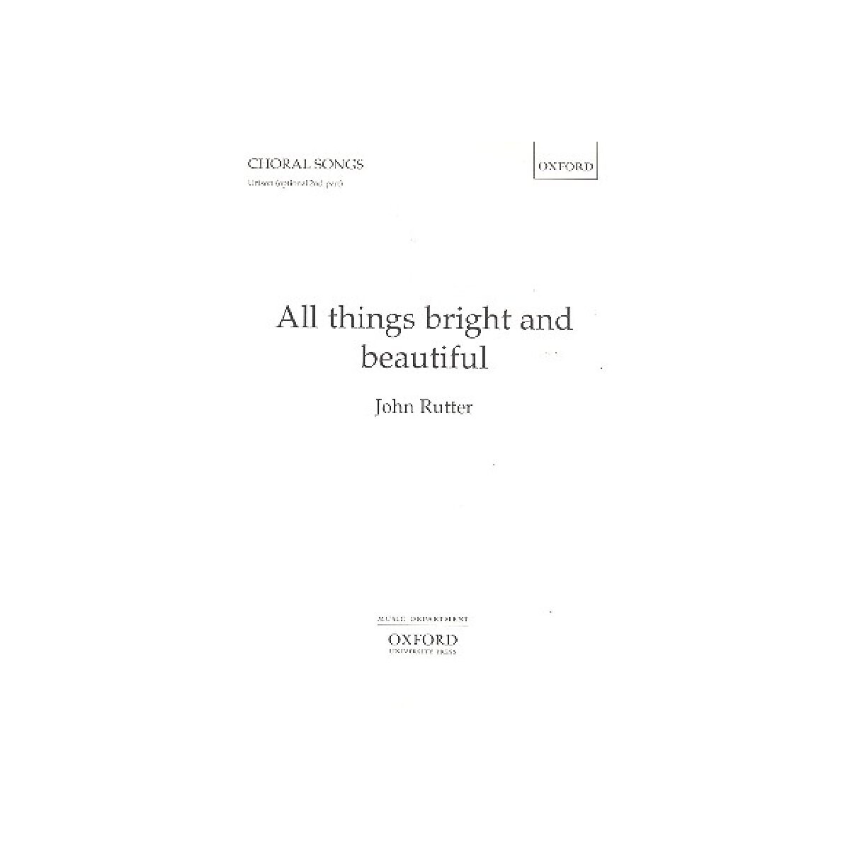 All Things bright and beautiful