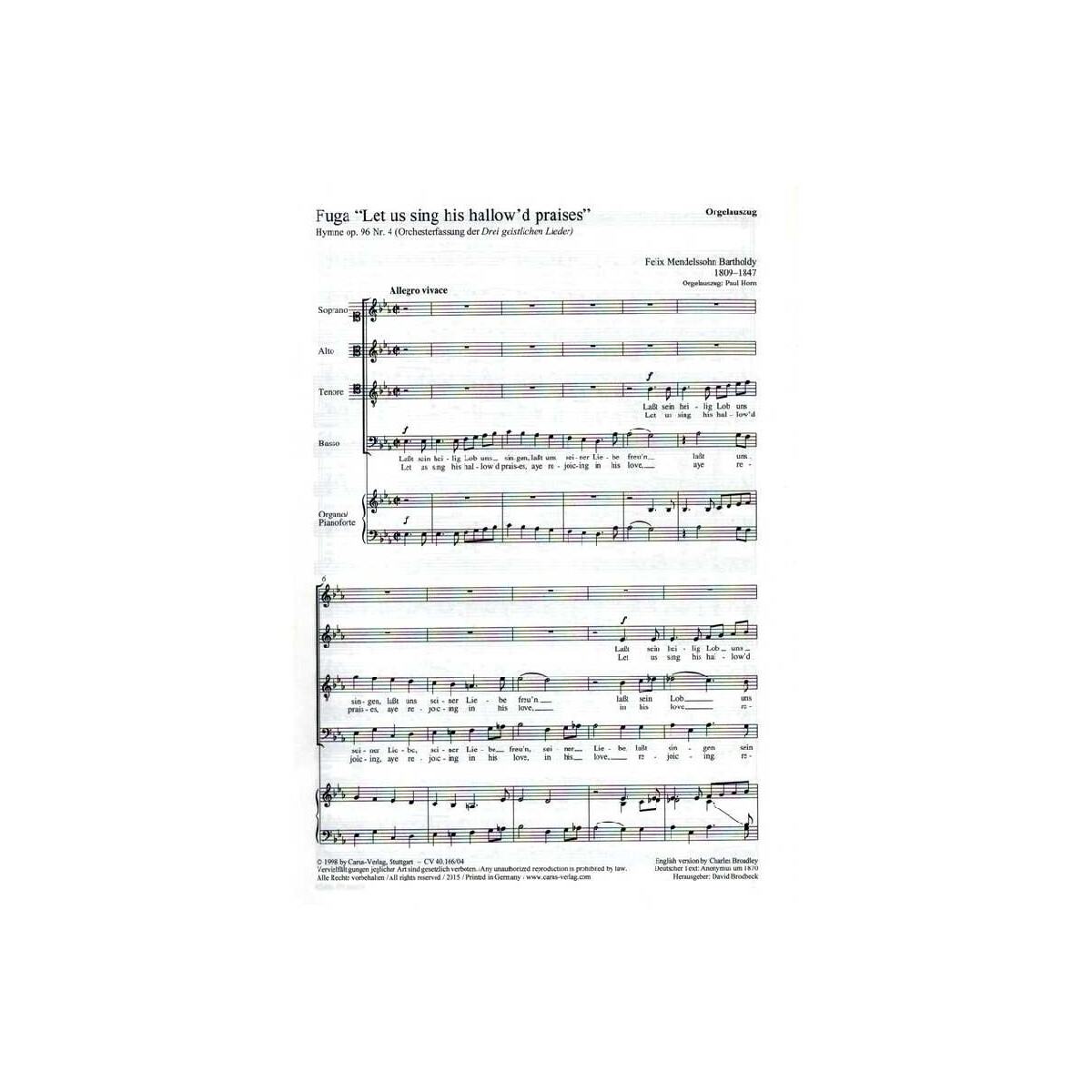 Lasst sein heilig Lob uns singen