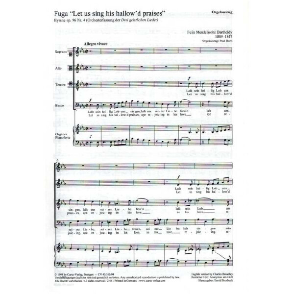 Lasst sein heilig Lob uns singen