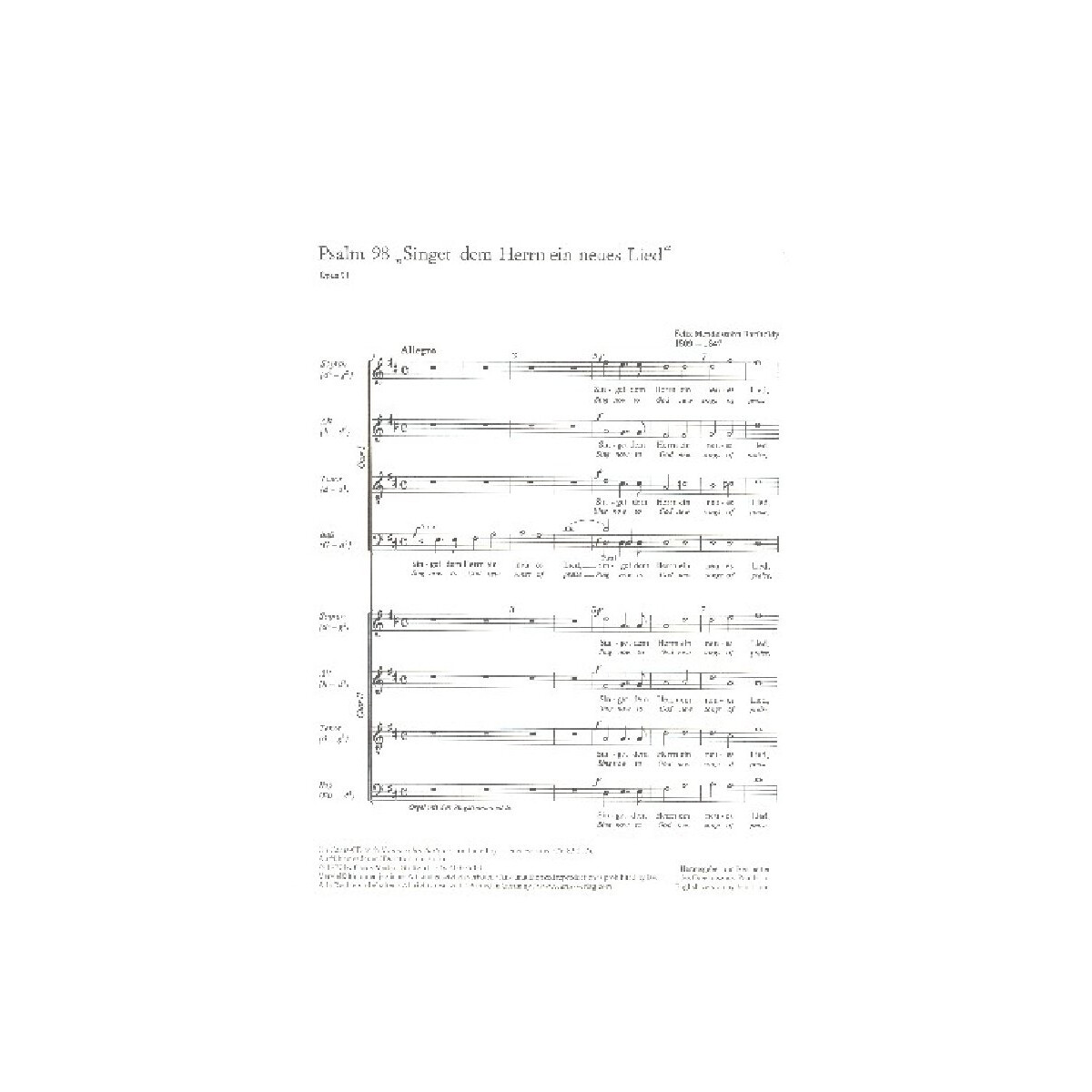Der 98. Psalm op.91 f&uuml;r Soli,