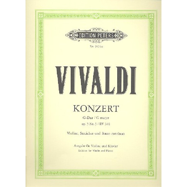 Konzert G-Dur op.3,3 RV310 für Violine, Streicher und Bc